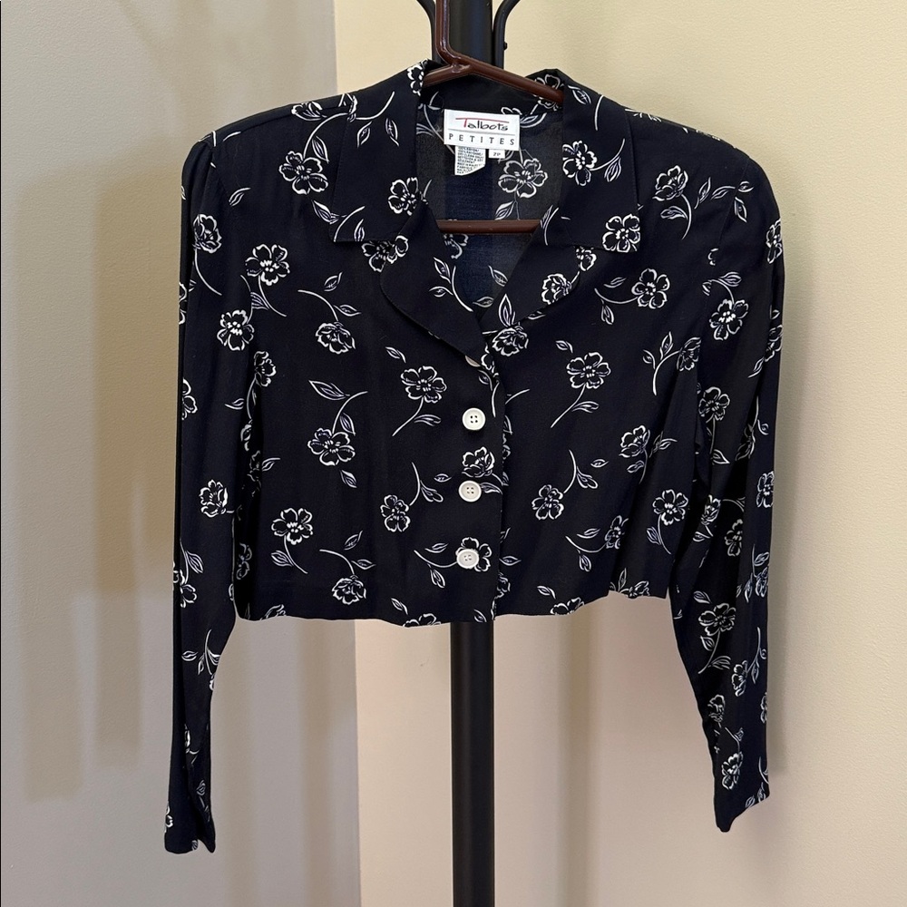 Talbots Navy and White Floral Jacket